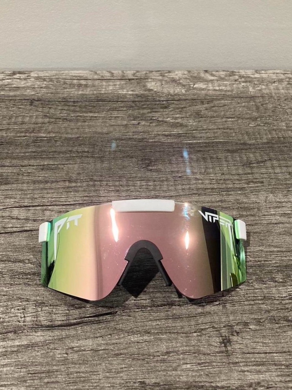 Pit Viper Men's Sunglasses Pink Mirror Lens with Green Accents